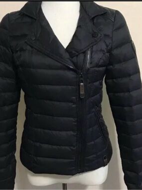RUDSAK Black Quilted Asymmetrical light puffer jacket